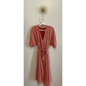 Orange Floral Wrap Dress